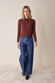 Polo in lana e cashmere con maxi colletto