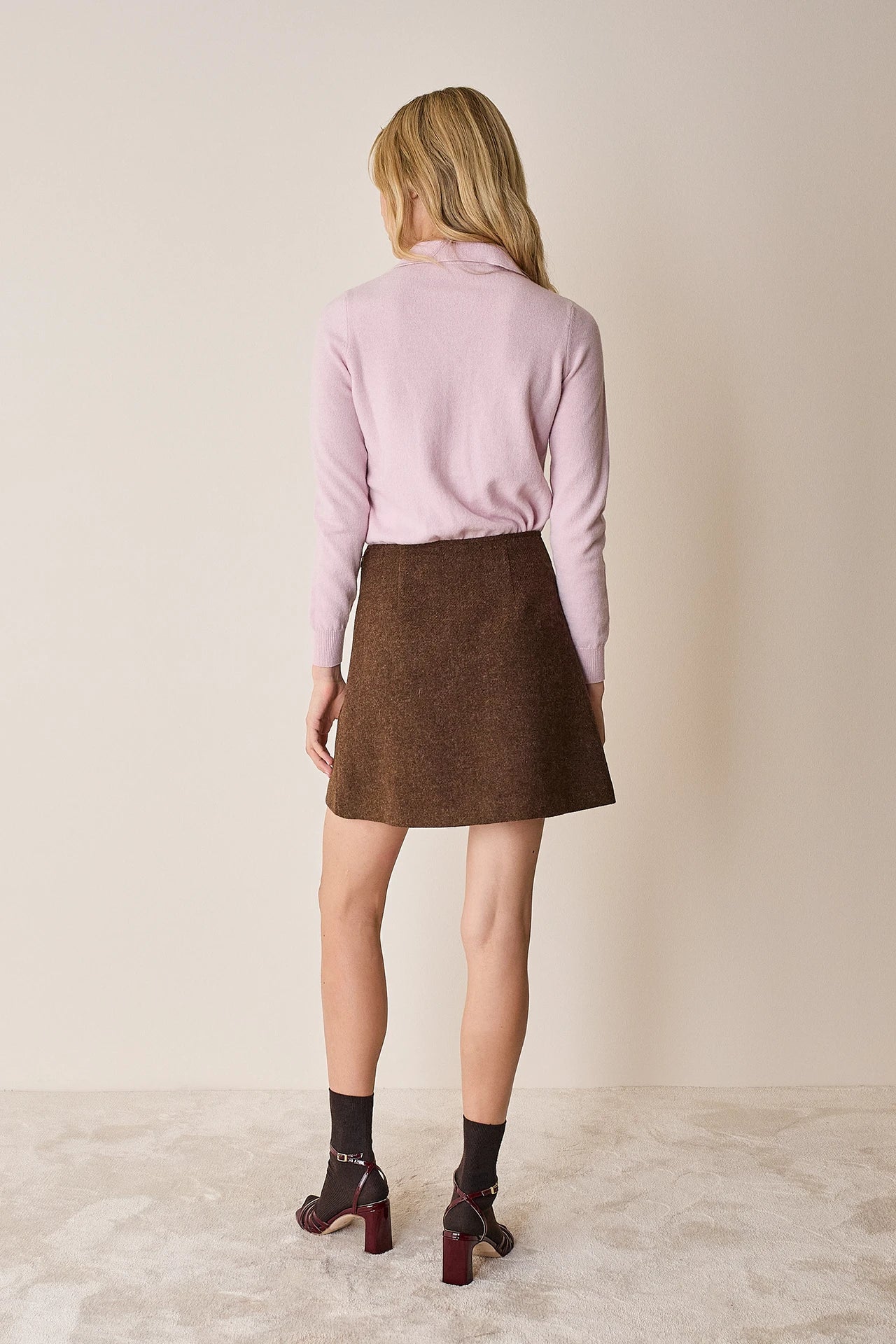 Polo in lana e cashmere con maxi colletto