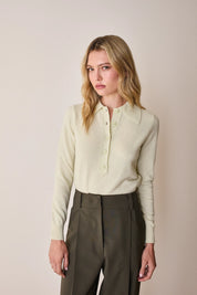 Polo in lana e cashmere con maxi colletto