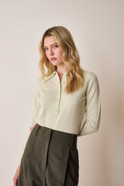 Polo in lana e cashmere con maxi colletto