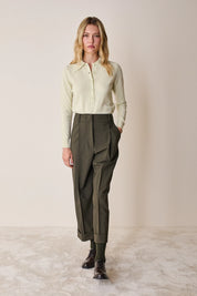 Polo in lana e cashmere con maxi colletto