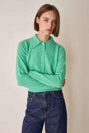 Polo in lana e cashmere con maxi colletto