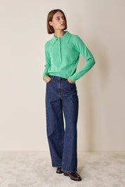 Polo in lana e cashmere con maxi colletto