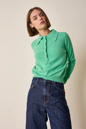 Polo in lana e cashmere con maxi colletto
