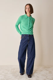 Polo in lana e cashmere con maxi colletto