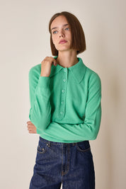 Polo in lana e cashmere con maxi colletto