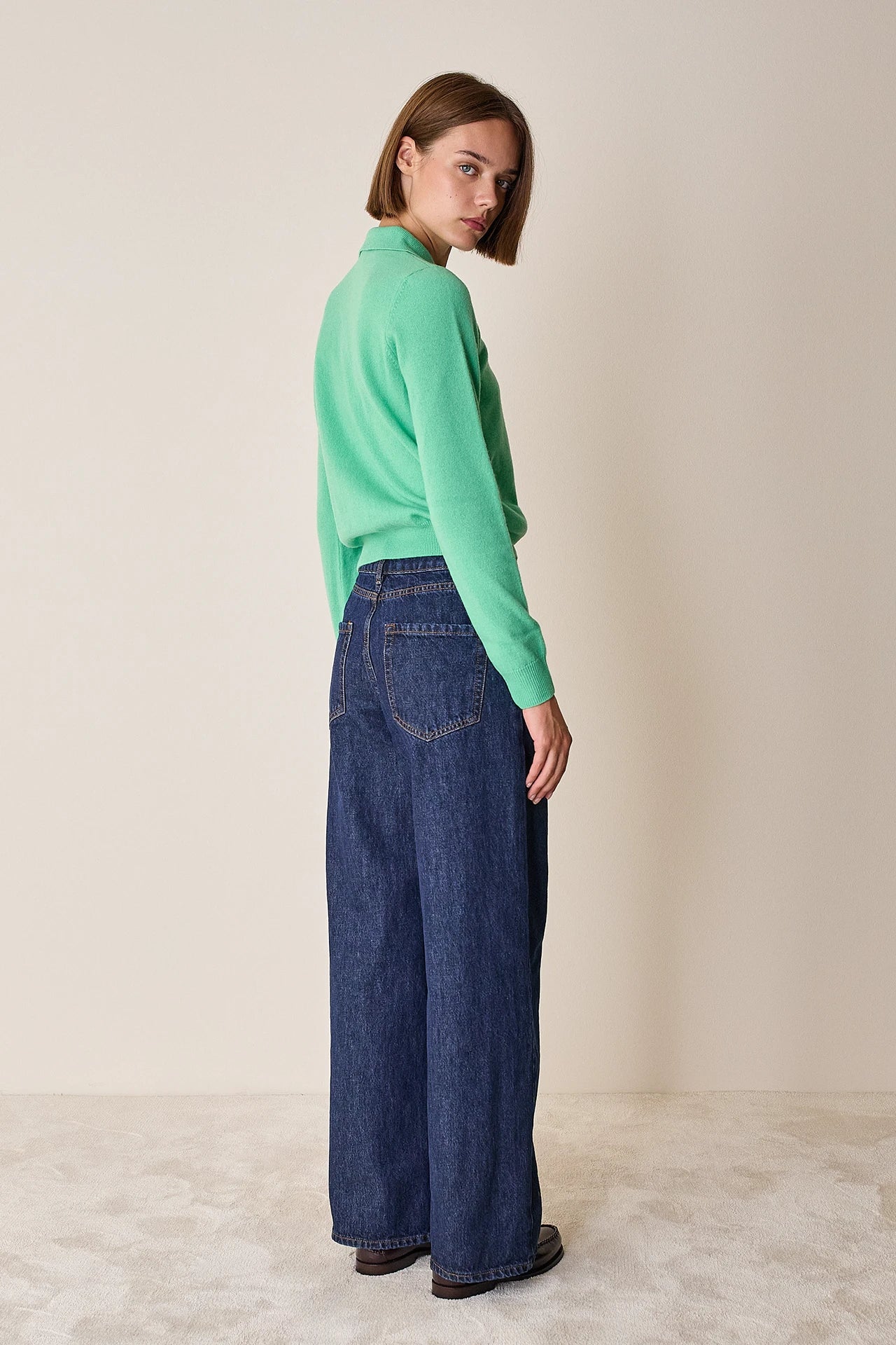 Polo in lana e cashmere con maxi colletto