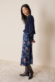 Wool and cashmere crewneck sweater with puff sleeves