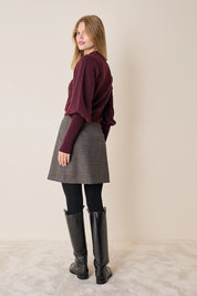 Wool and cashmere crewneck sweater with puff sleeves