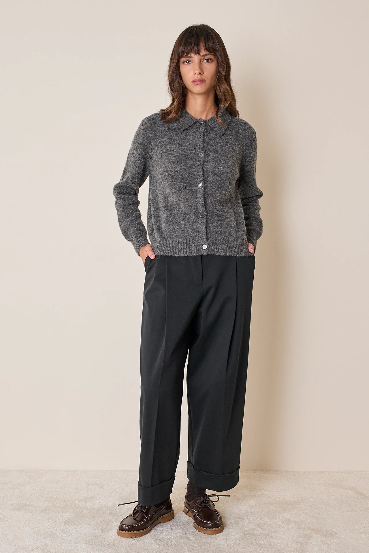 Cardigan con colletto a polo