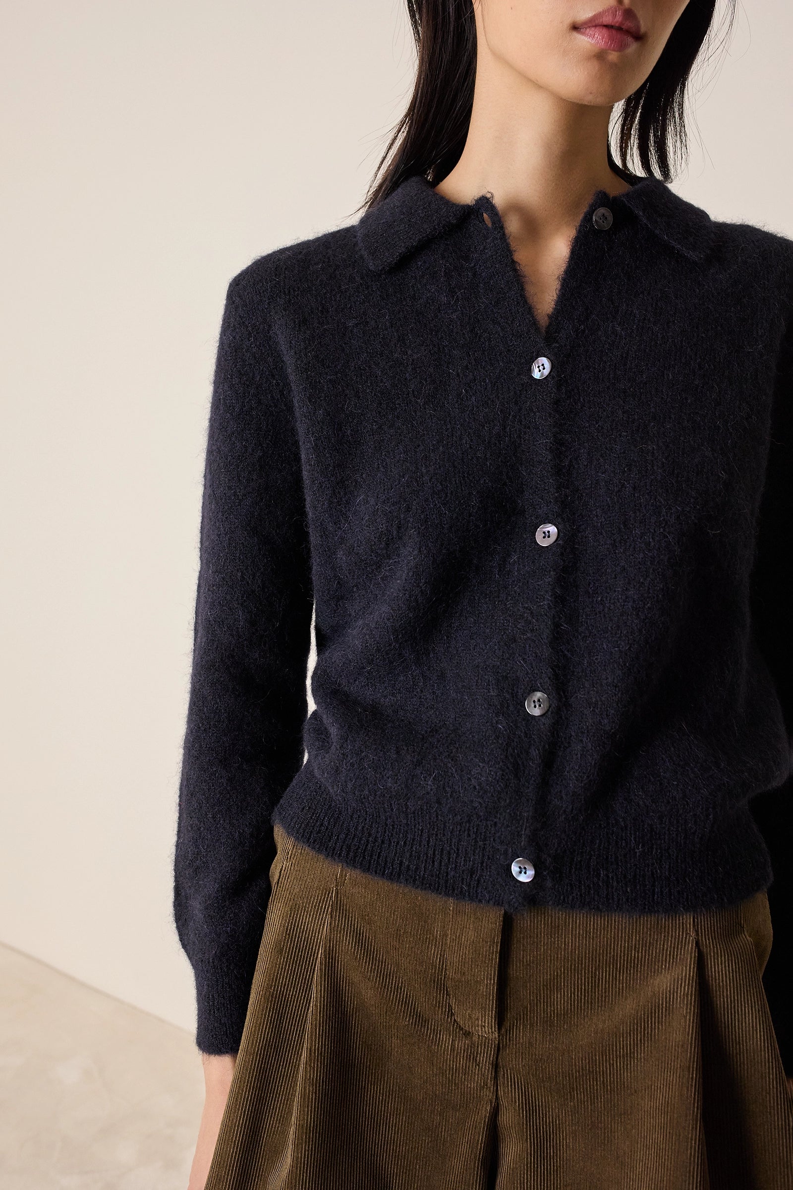 Cardigan con colletto a polo