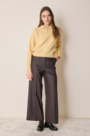 Wool and cashmere polo with scalloped collar