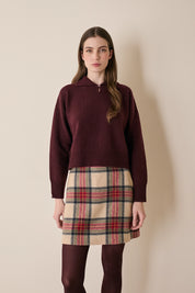 Wool and cashmere polo with scalloped collar