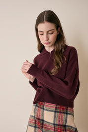 Wool and cashmere polo with scalloped collar