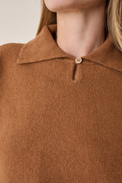 Wool and cashmere polo with scalloped collar