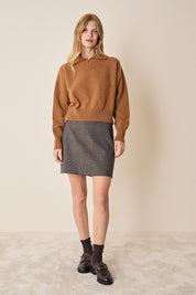 Wool and cashmere polo with scalloped collar