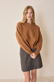 Wool and cashmere polo with scalloped collar