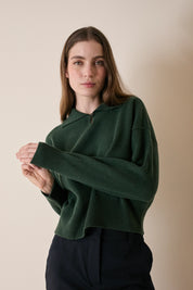 Wool and cashmere polo with scalloped collar