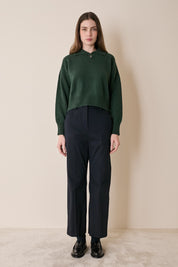 Wool and cashmere polo with scalloped collar