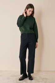 Wool and cashmere polo with scalloped collar