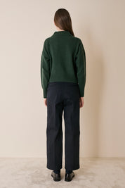 Wool and cashmere polo with scalloped collar