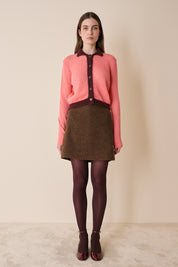 Cardigan in maglia di mohair con profili a contrasto