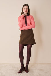 Cardigan in maglia di mohair con profili a contrasto