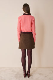 Cardigan in maglia di mohair con profili a contrasto