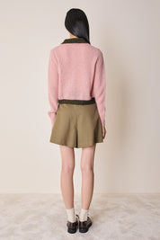 Cardigan in maglia di mohair con profili a contrasto