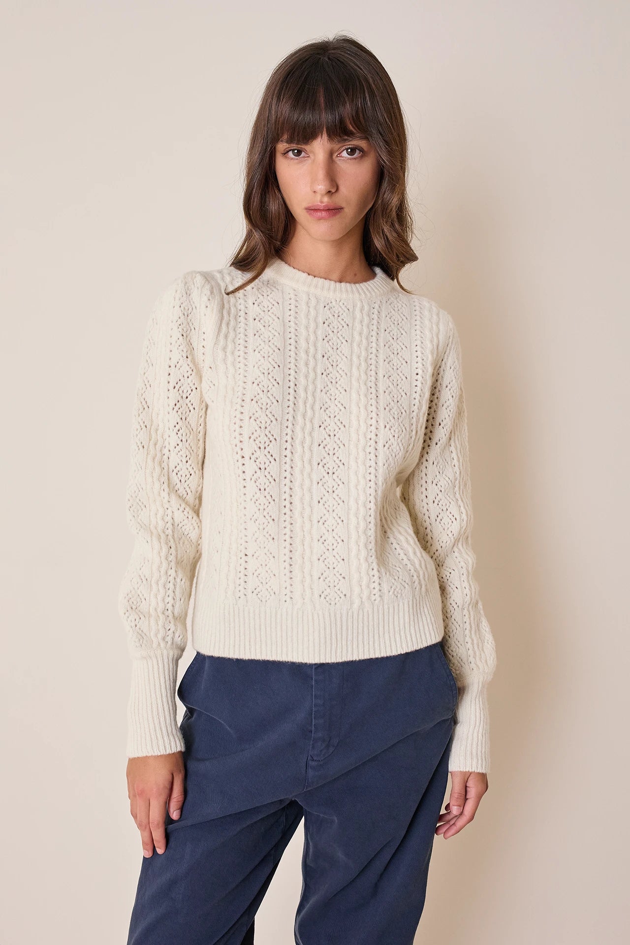 Maglia girocollo traforata