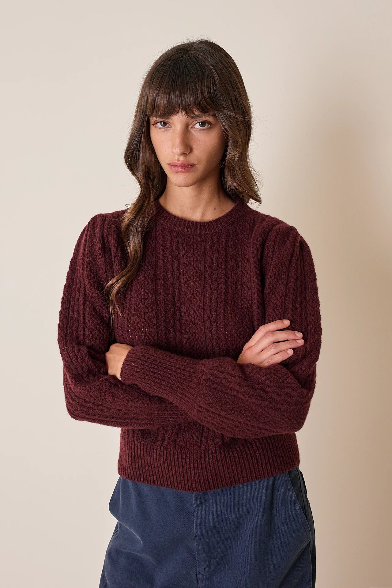 Maglia girocollo traforata