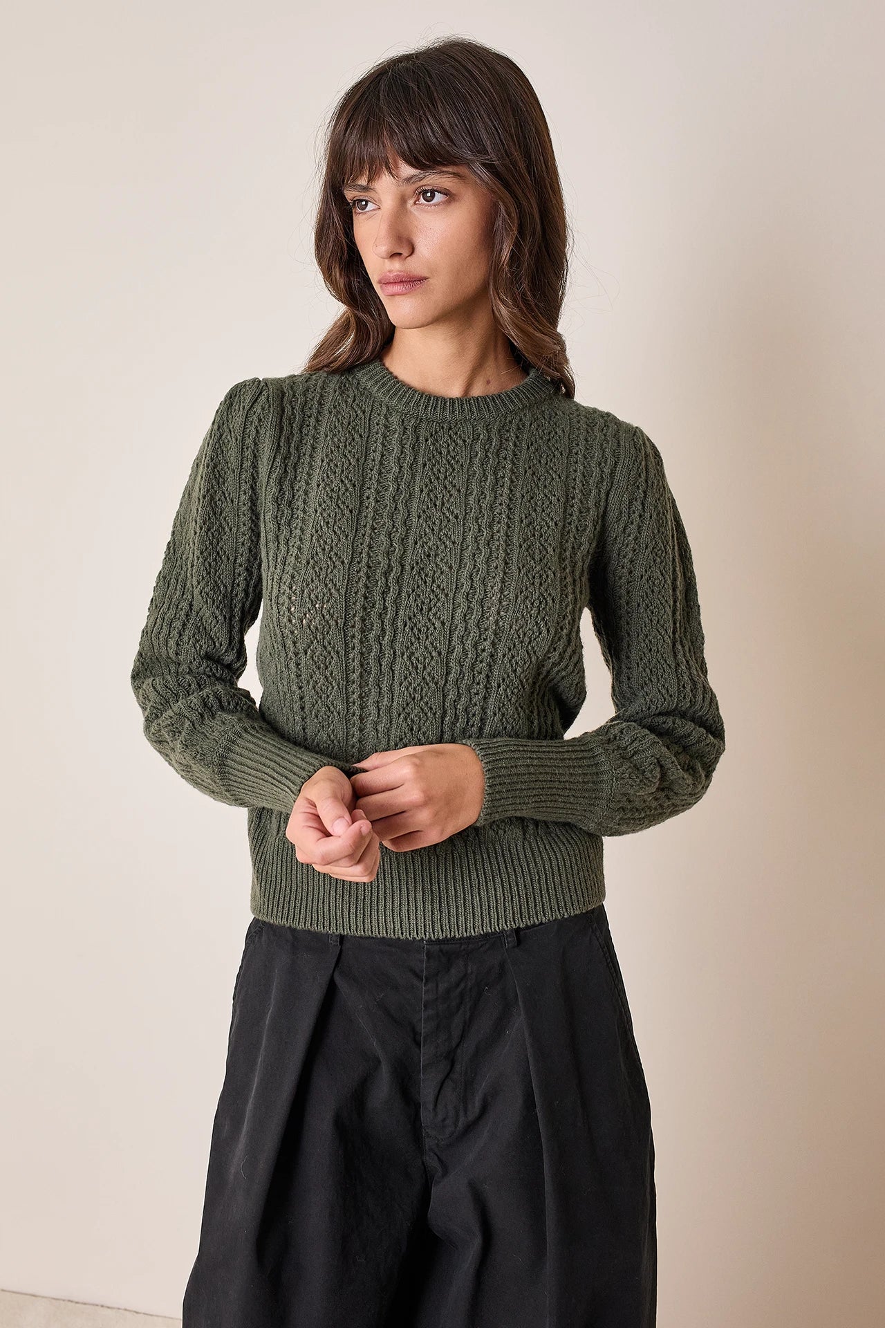Maglia girocollo traforata