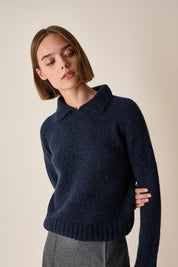Polo senza bottoni in alpaca e lana merino