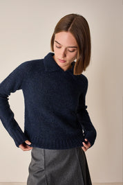 Polo senza bottoni in alpaca e lana merino
