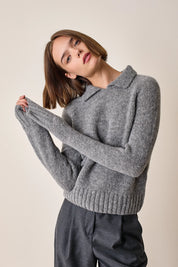 Polo senza bottoni in alpaca e lana merino