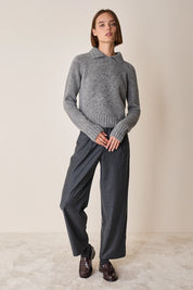 Polo senza bottoni in alpaca e lana merino