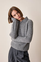 Polo senza bottoni in alpaca e lana merino