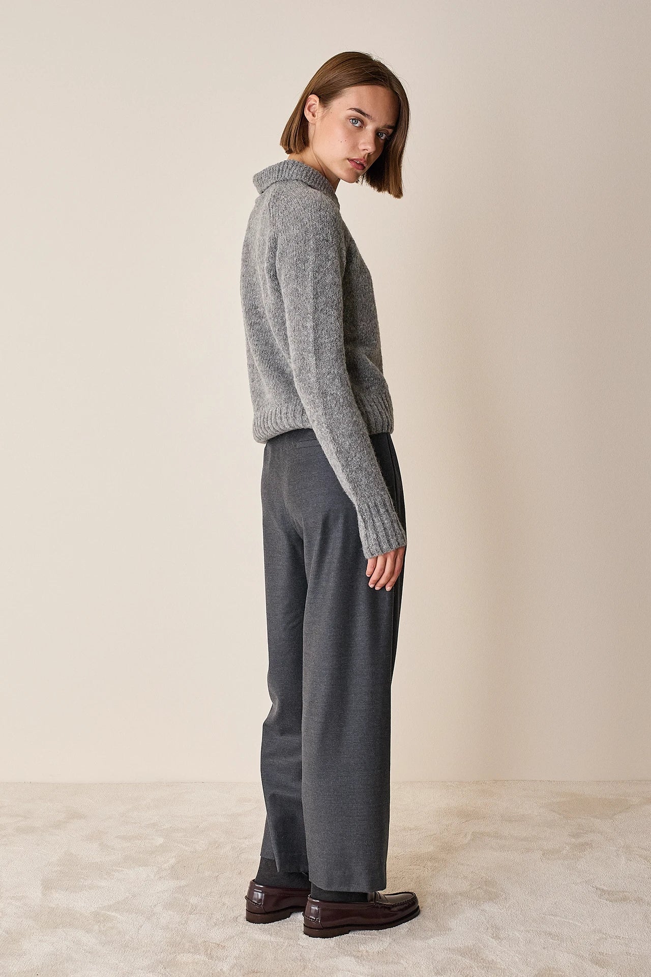 Polo senza bottoni in alpaca e lana merino