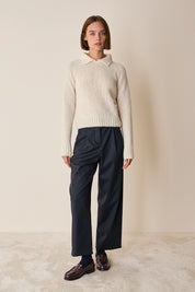 Polo senza bottoni in alpaca e lana merino