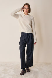 Polo senza bottoni in alpaca e lana merino