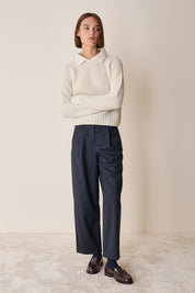 Polo senza bottoni in alpaca e lana merino