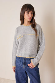 Maglia in alpaca con bordi smerlati