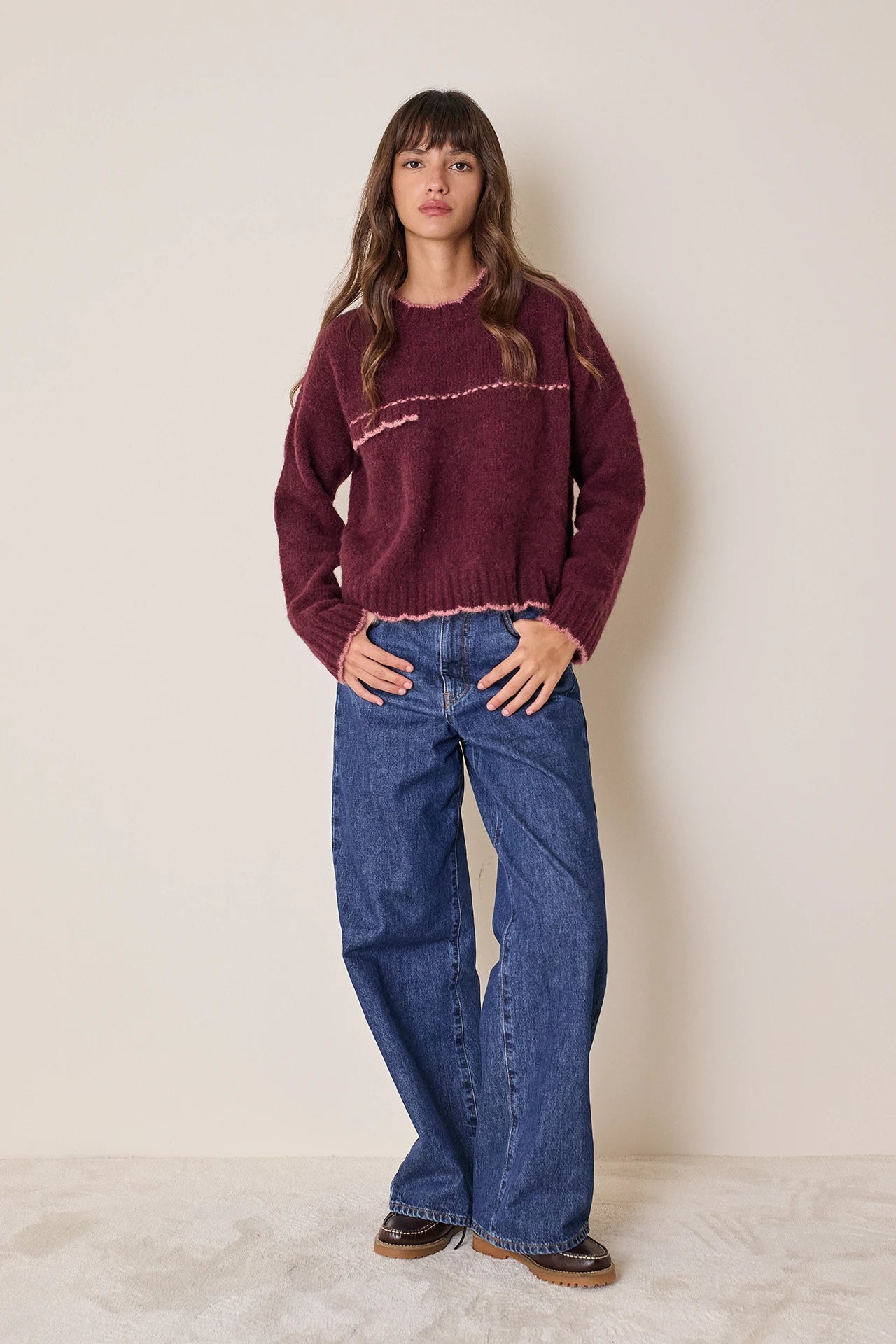 Maglia in alpaca con bordi smerlati