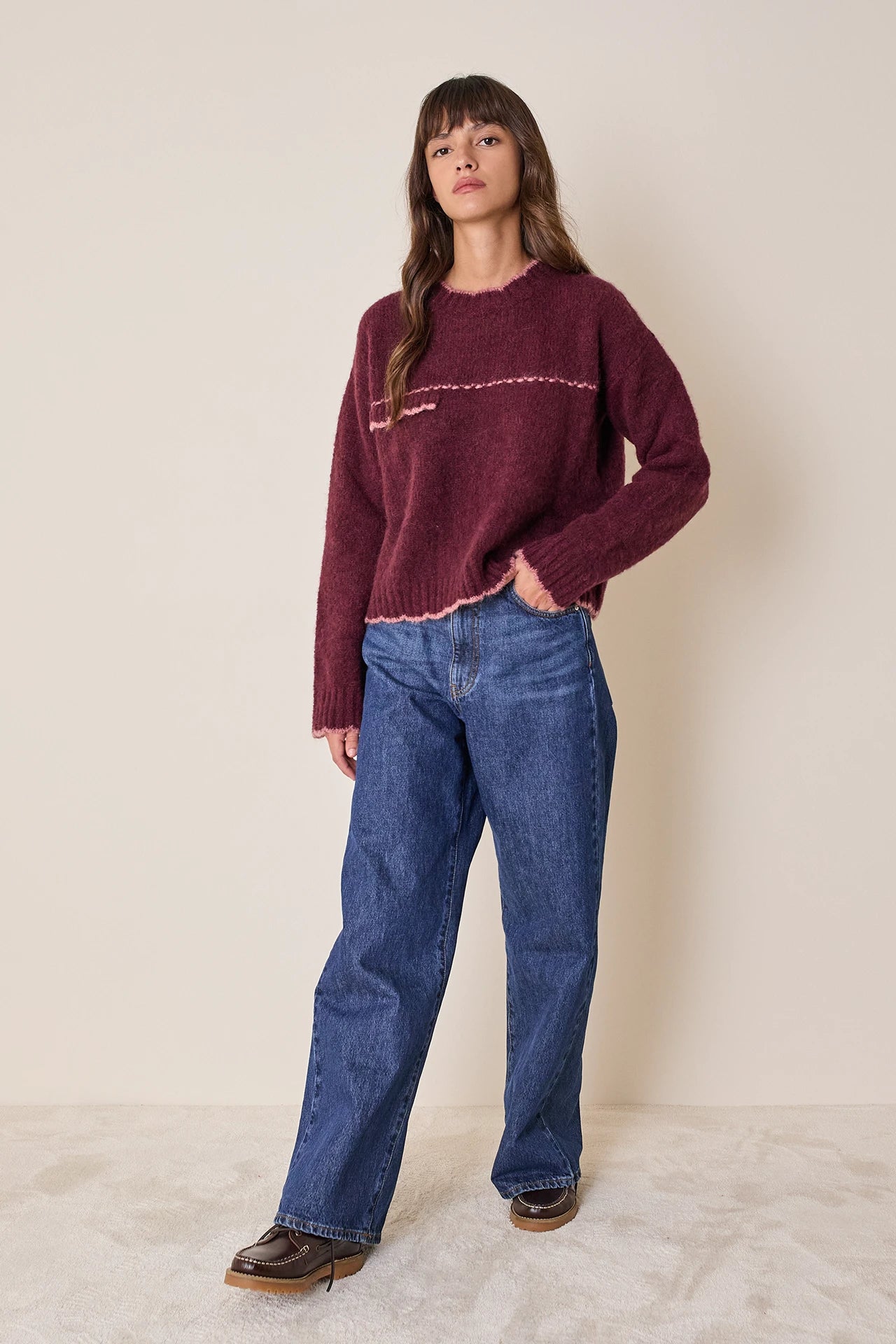 Maglia in alpaca con bordi smerlati