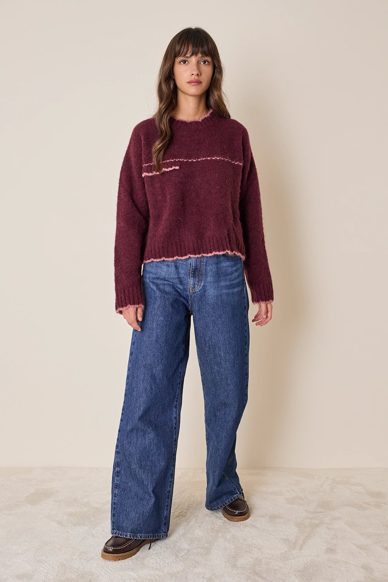 Maglia in alpaca con bordi smerlati