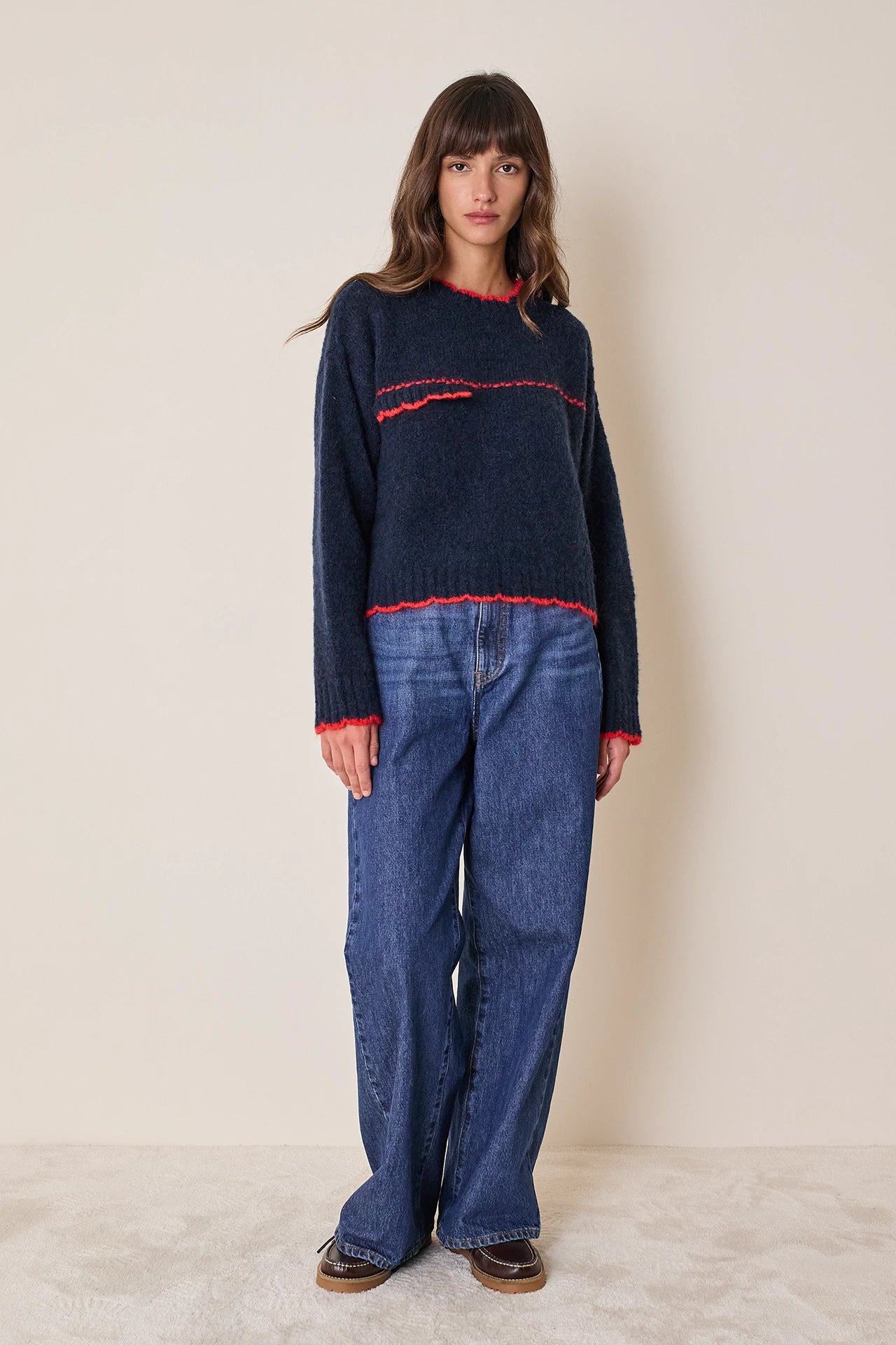 Maglia in alpaca con bordi smerlati