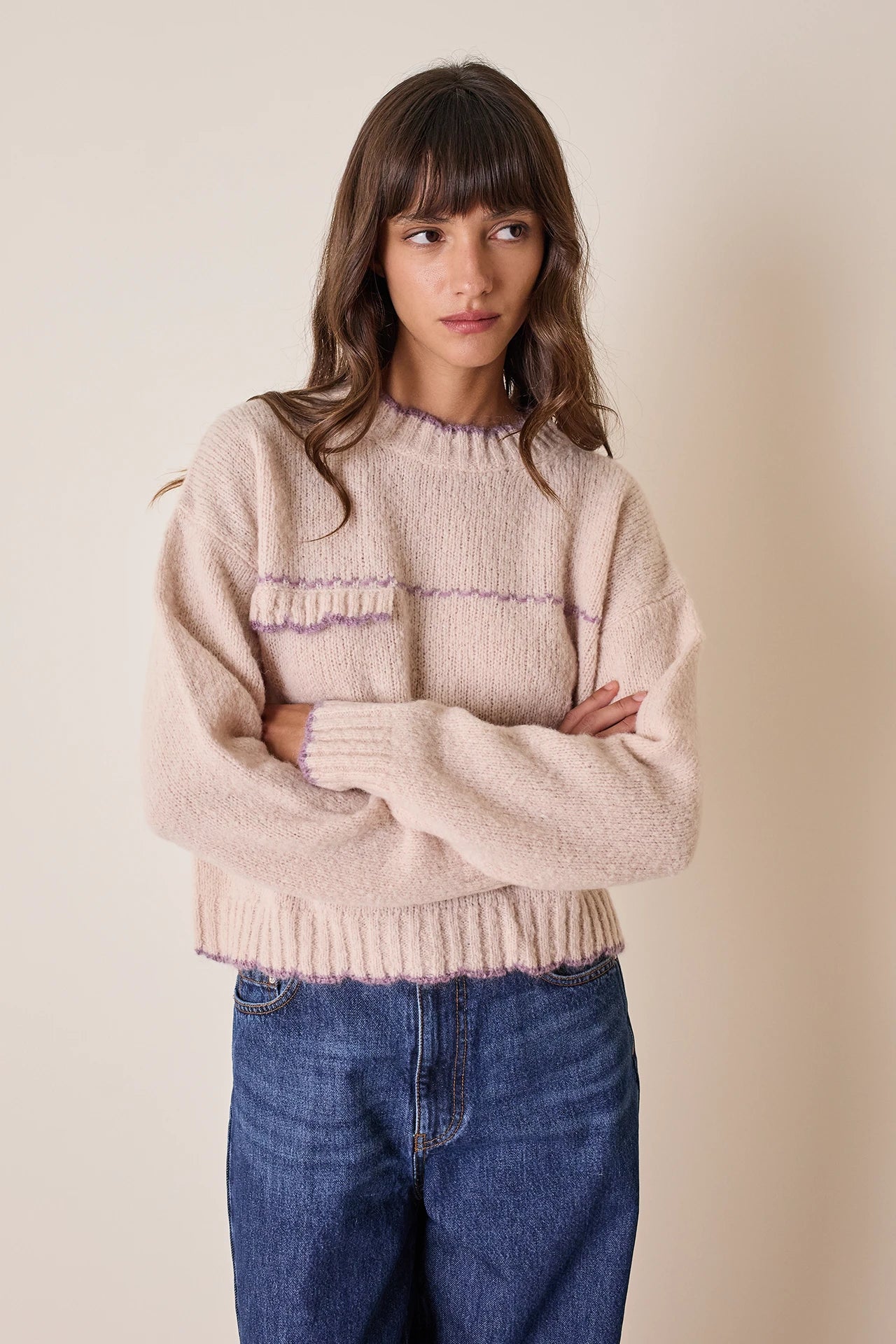 Maglia in alpaca con bordi smerlati