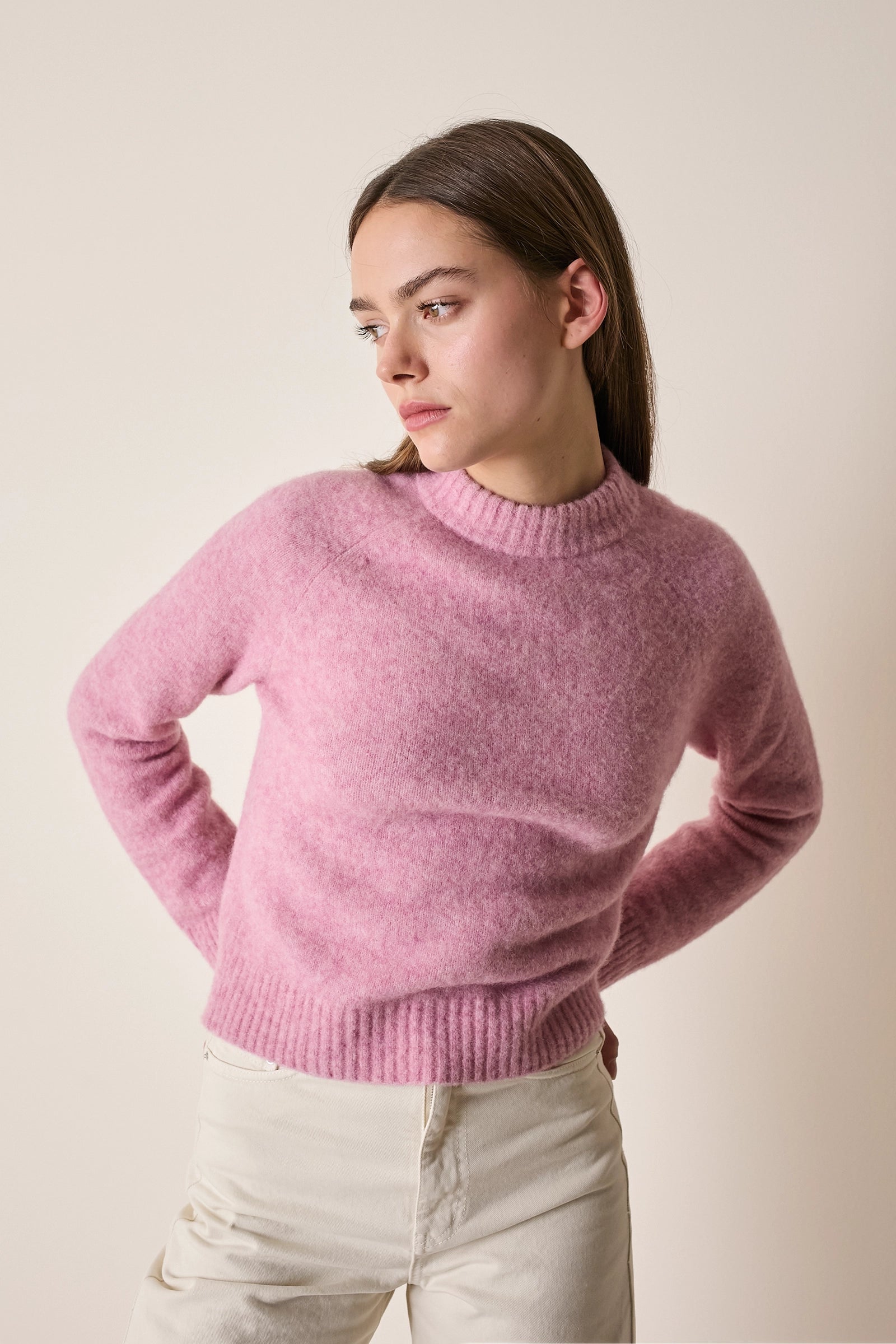 Maglia girocollo in baby alpaca