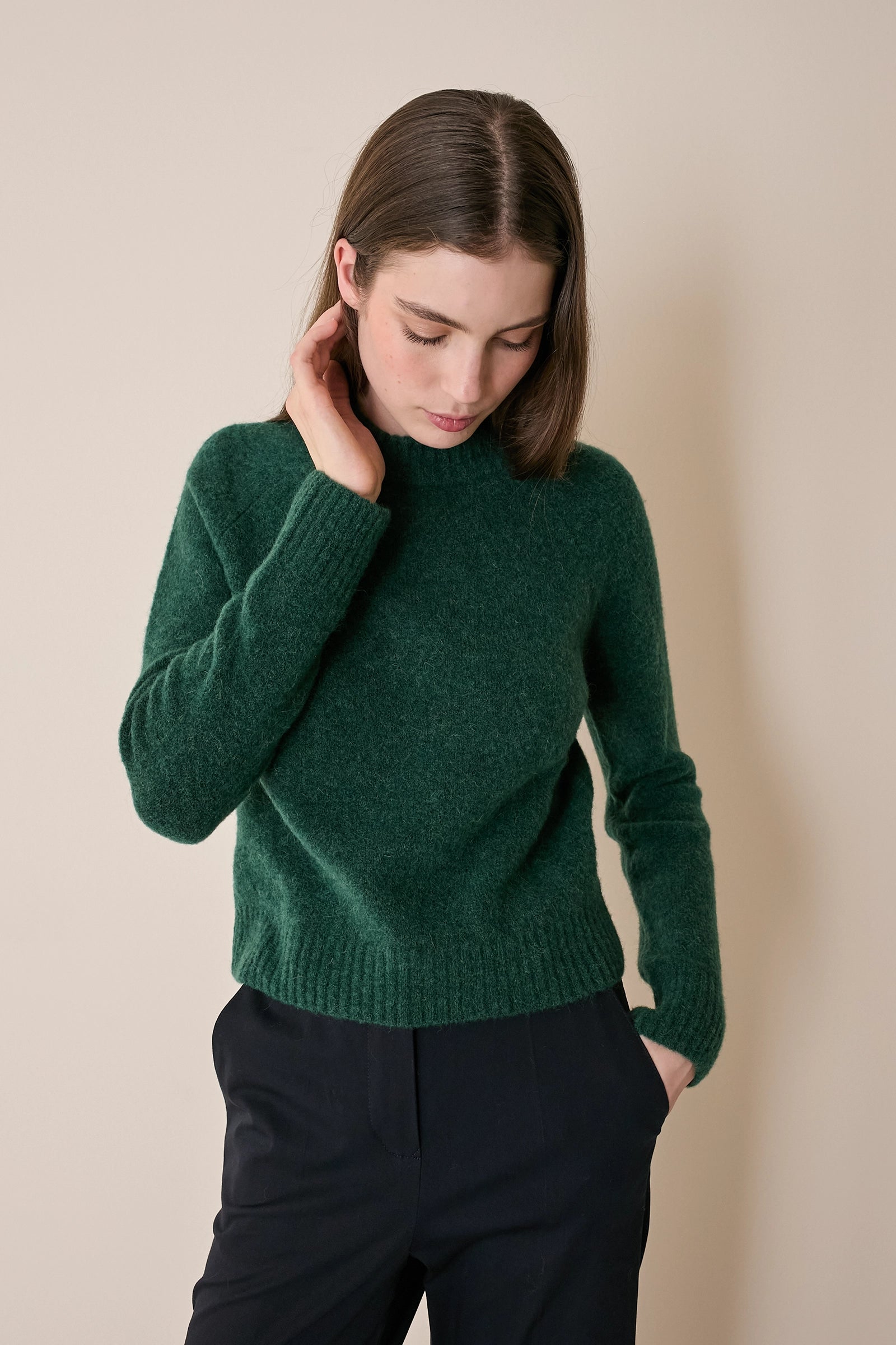 Maglia girocollo in baby alpaca