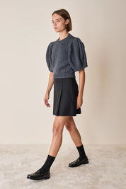 Merino wool sweater with puff sleeves